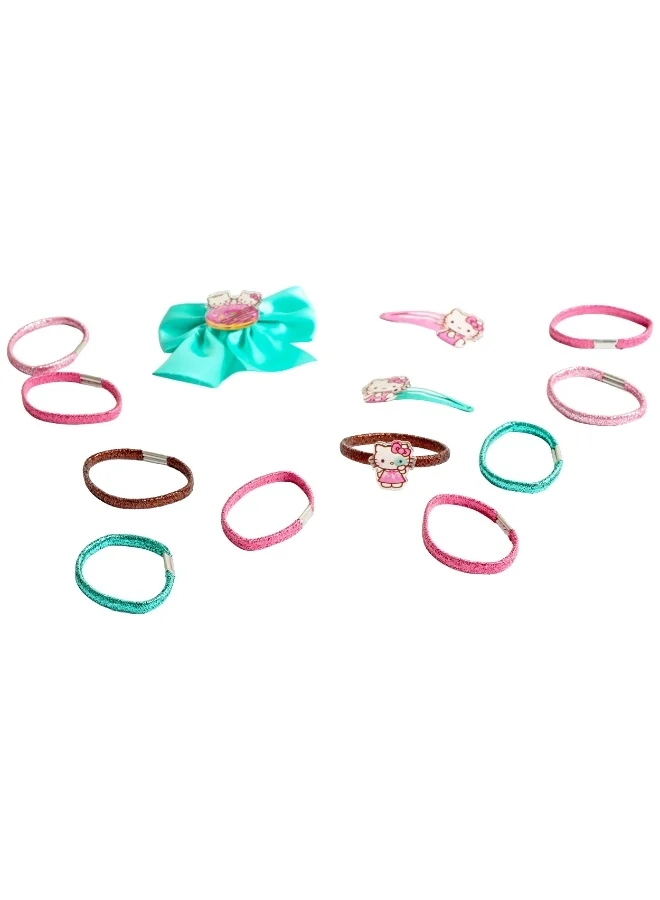 Sanrio  Sanrio Hello Kitty 2 Hair Clips/1Bow/10 Glitter Elastic for Women | Best Price UAE